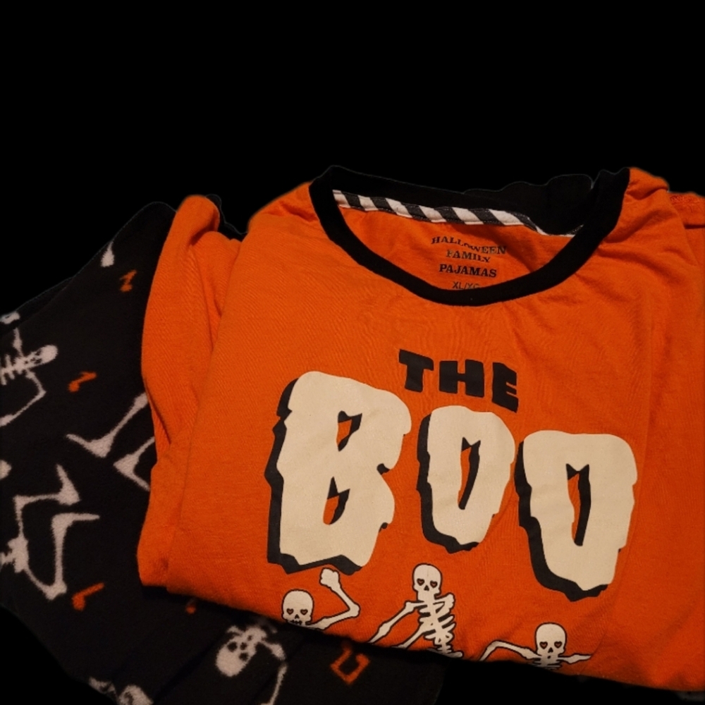 Halloween Pajama Lounge set Orange Top Black Bottoms